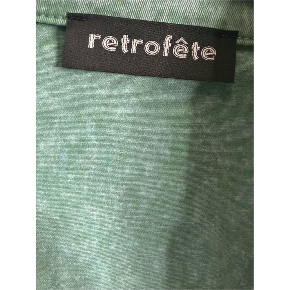 Retrofete Rissa Jacket Women's Small Green Mojito Cropped Denim Button Front - Picture 9 of 9